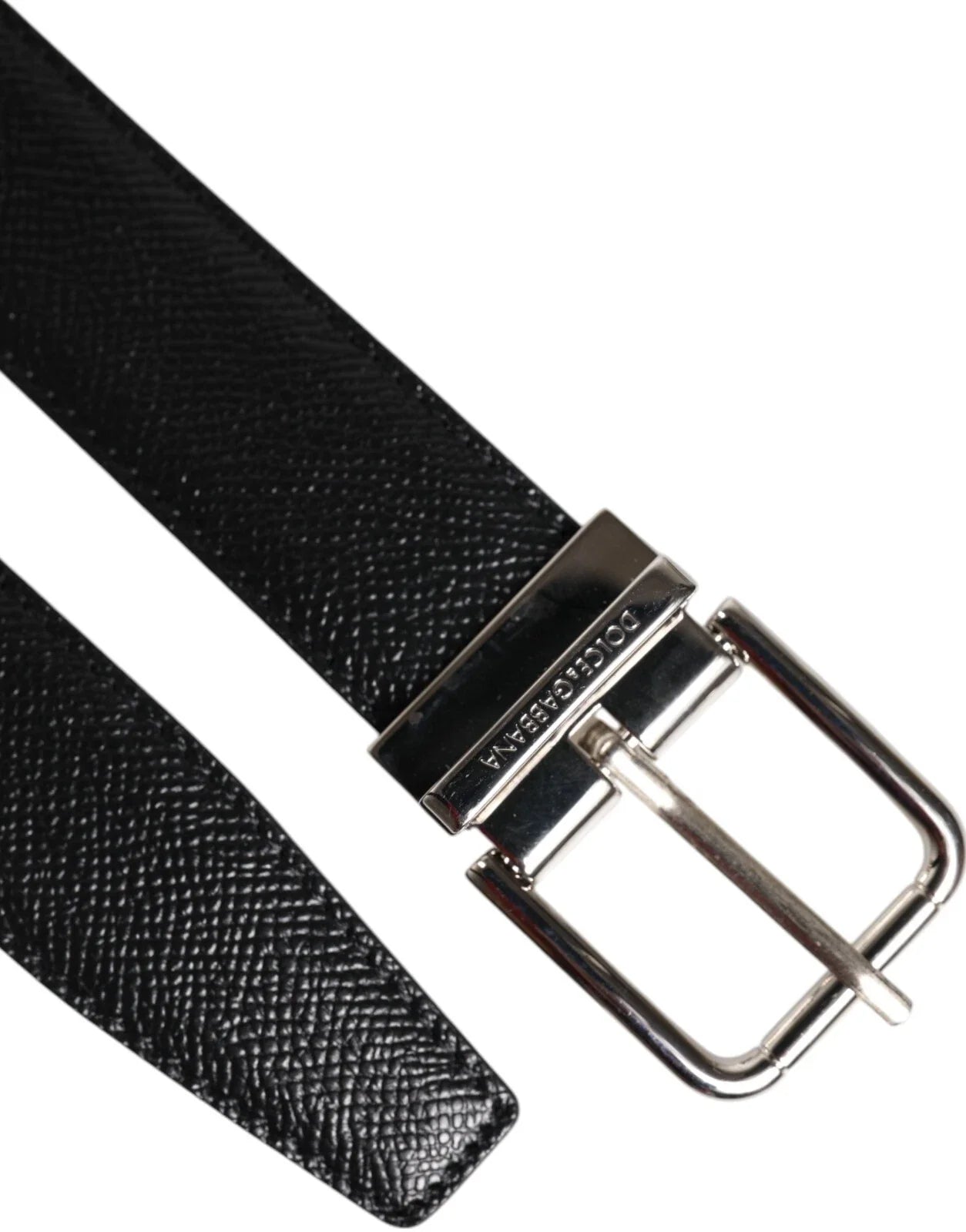 Dolce & Gabbana Black Leather Metal Buckle Classic Men Belt