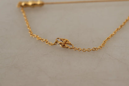 Dolce & Gabbana Gold Tone 925 Sterling Silver Crystal Chain Brooch