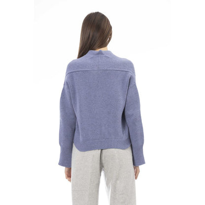 Alpha Studio Light Blue Merino Wool Women Cardigan