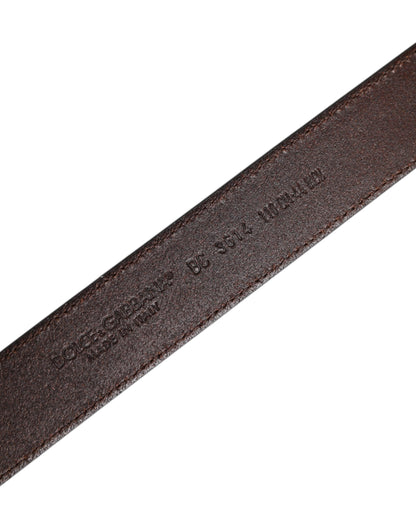 Dolce & Gabbana Dark Brown Leather Antique Silver Buckle Belt
