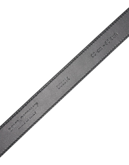Dolce & Gabbana Black Textured Leather Silver Metal Buckle Men Belt