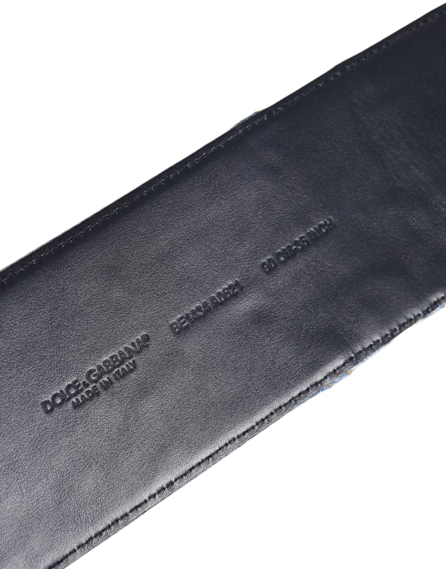 Dolce & Gabbana Blue Two Tone Denim Gold Metal Buckle Belt