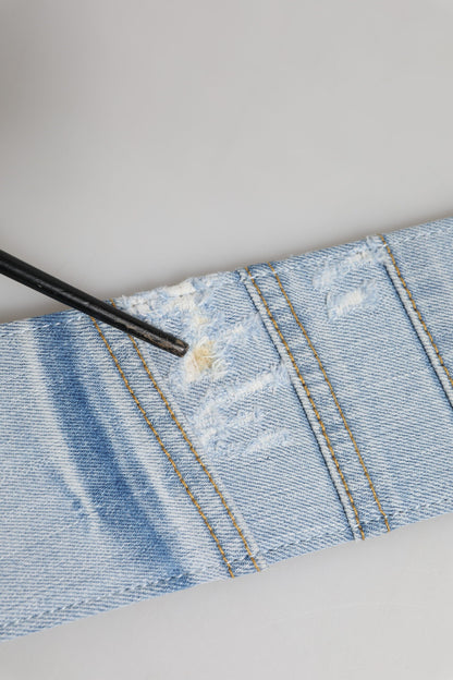 Dolce & Gabbana Blue Two Tone Denim Gold Metal Buckle Belt