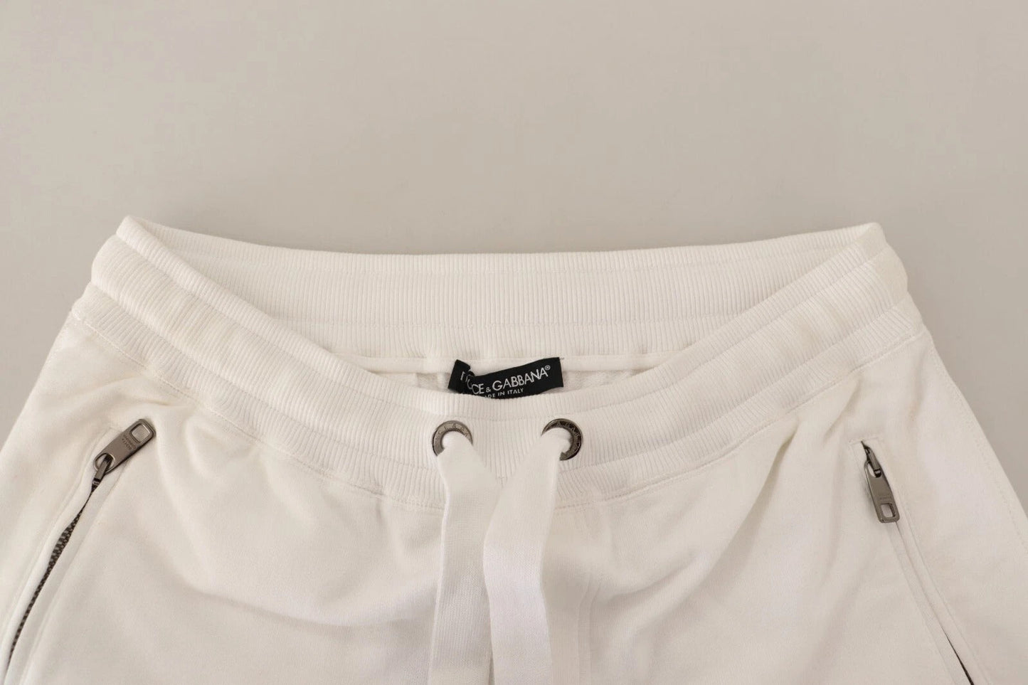 Dolce & Gabbana White Cotton Logo Patch Sweatpants Jogging Pants