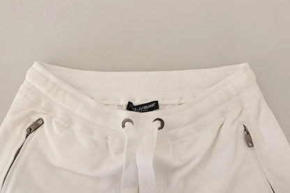 Dolce & Gabbana White Cotton Logo Patch Sweatpants Jogging Pants