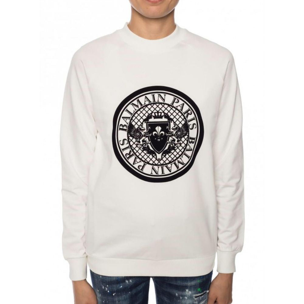 Balmain White Cotton Sweatshirt