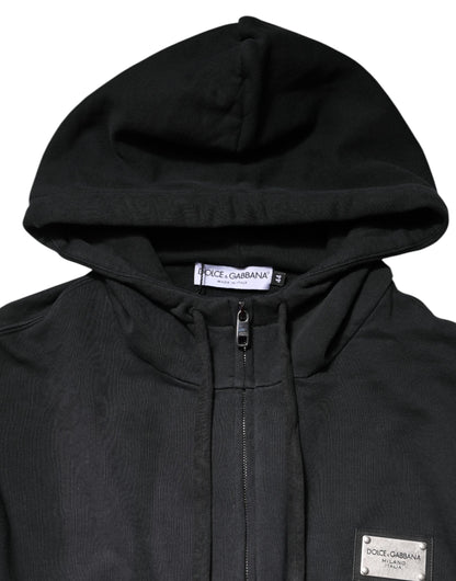 Dolce & Gabbana Black Logo Full Zip Hooded Sweatshirt Sweater