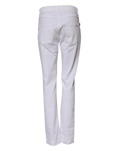 Dolce & Gabbana White Floral Sequined Embroid GIRLY Denim Jeans