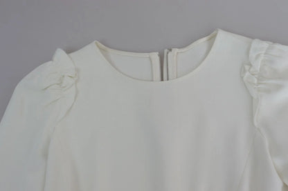 Dolce & Gabbana White Viscose Acetate Short Sleeve Blouse Top