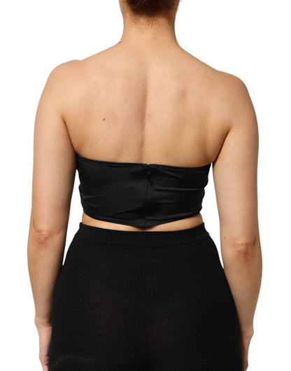 Dolce & Gabbana Black Nylon Blend Bandeau Strapless Tube Top