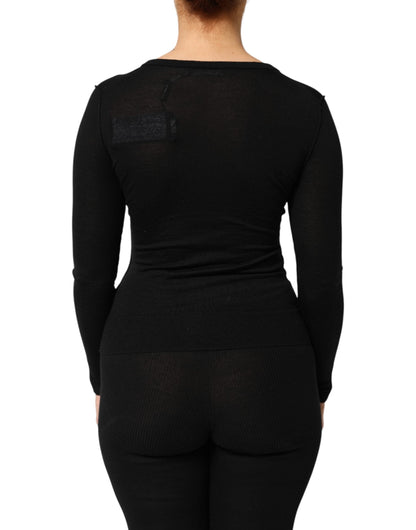 Dolce & Gabbana Black Virgin Wool Buttoned Cardigan Sweater