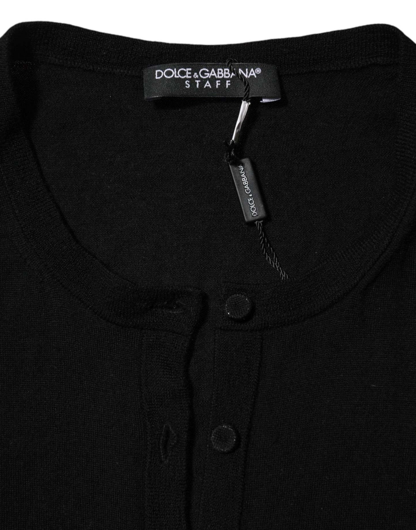 Dolce & Gabbana Black Virgin Wool Buttoned Cardigan Sweater