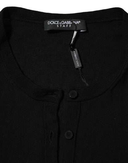 Dolce & Gabbana Black Virgin Wool Buttoned Cardigan Sweater