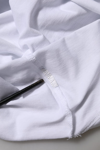 Dolce & Gabbana White Cotton V-Neck Short Sleeves T-Shirt