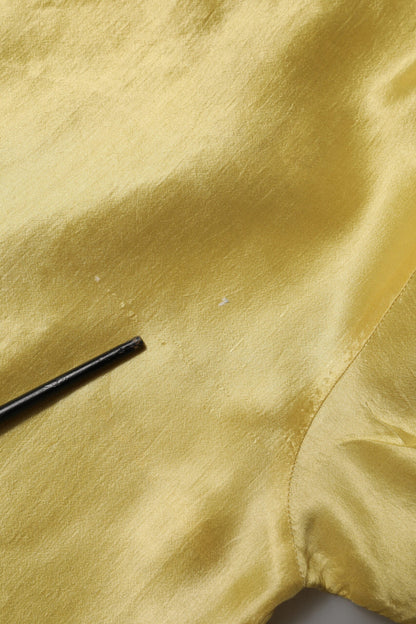 Dolce & Gabbana Yellow Silk Satin Floral Lace Short Sleeves Top