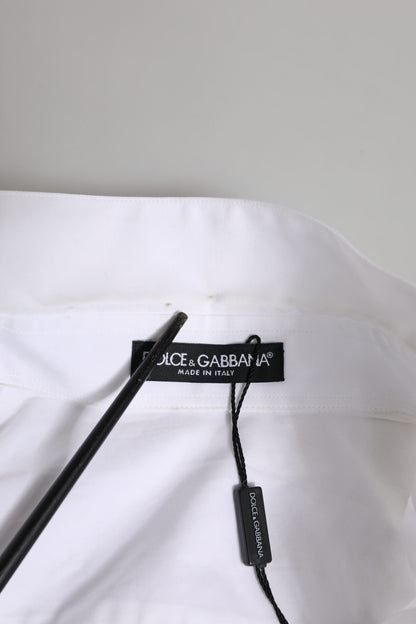 Dolce & Gabbana White Crystal Embellished Dress Shirt Top