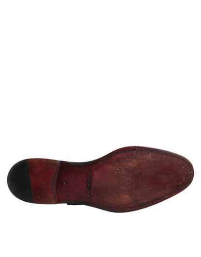 Dolce & Gabbana White Leather Monk Strap Formal Derby Shoes