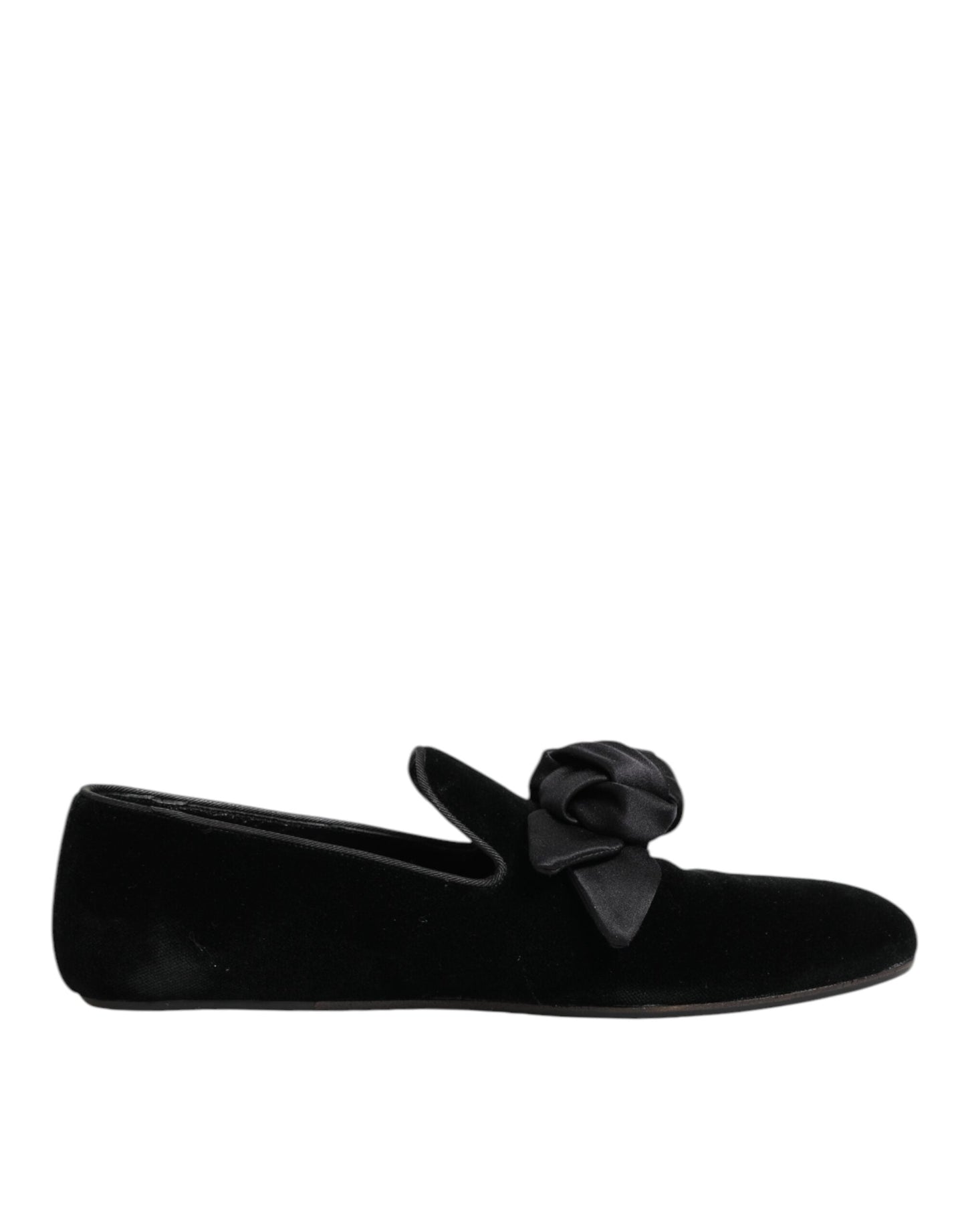 Dolce & Gabbana Black Suede Cotton Rose Slip On Loafers Shoes