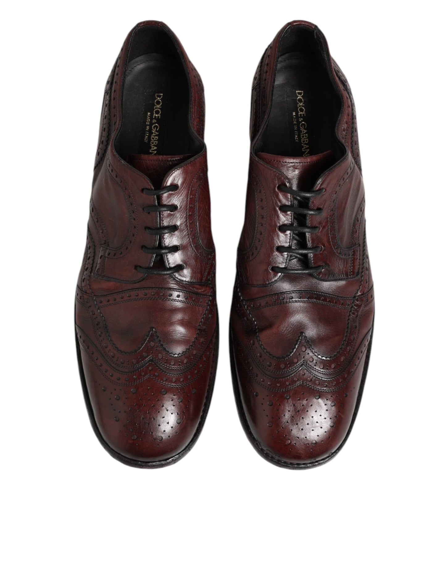 Dolce & Gabbana Bordeaux Leather Lace Up Dress Derby Shoes