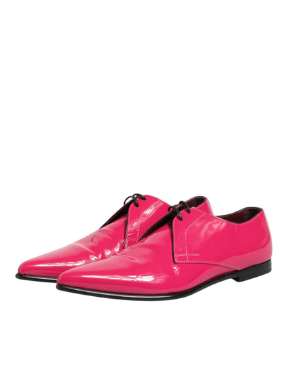 Dolce & Gabbana Pink Patent Leather Lace Up Dress Derby Shoes