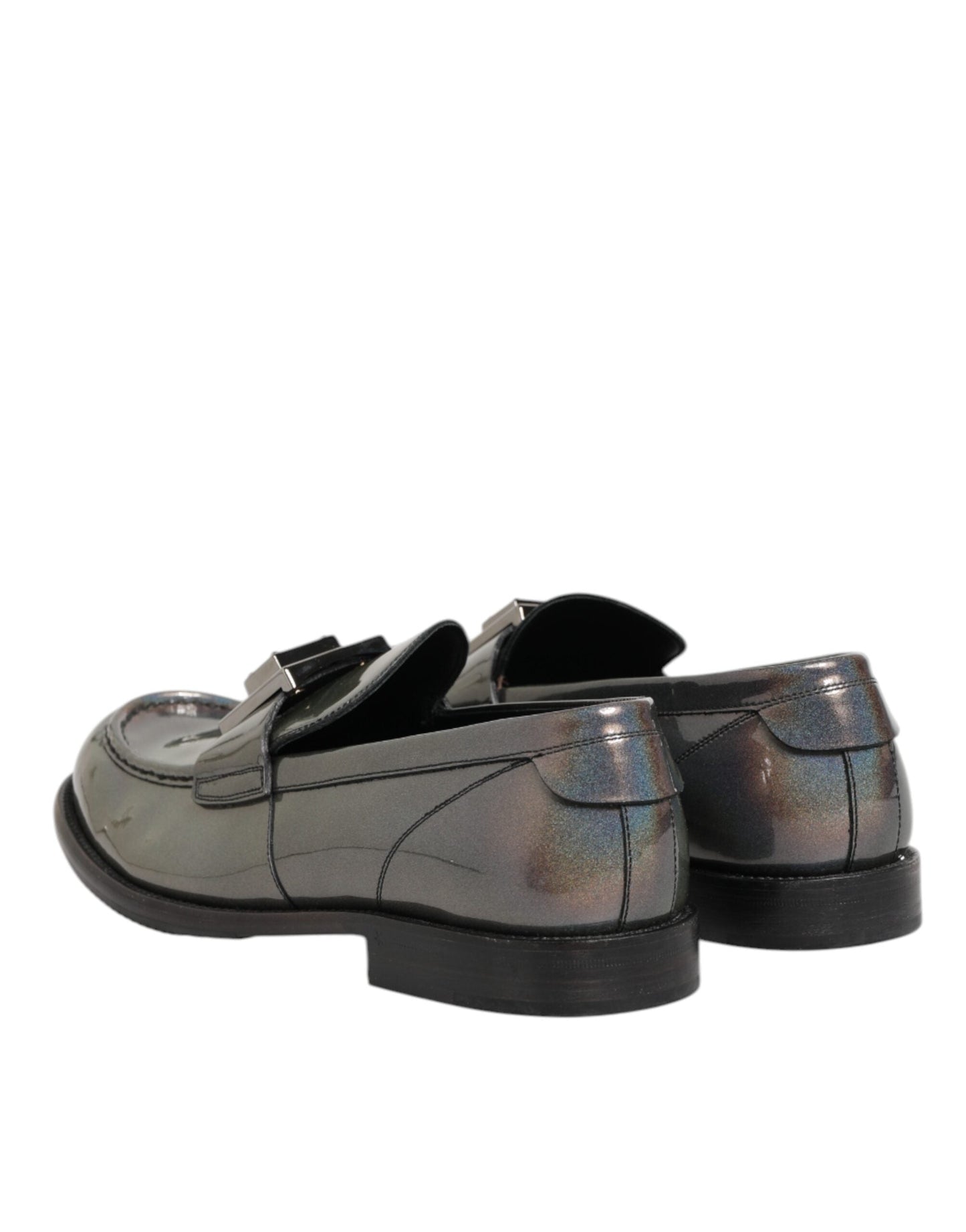 Dolce & Gabbana Metallic Silver Logo Slip On Men Dress Shoes