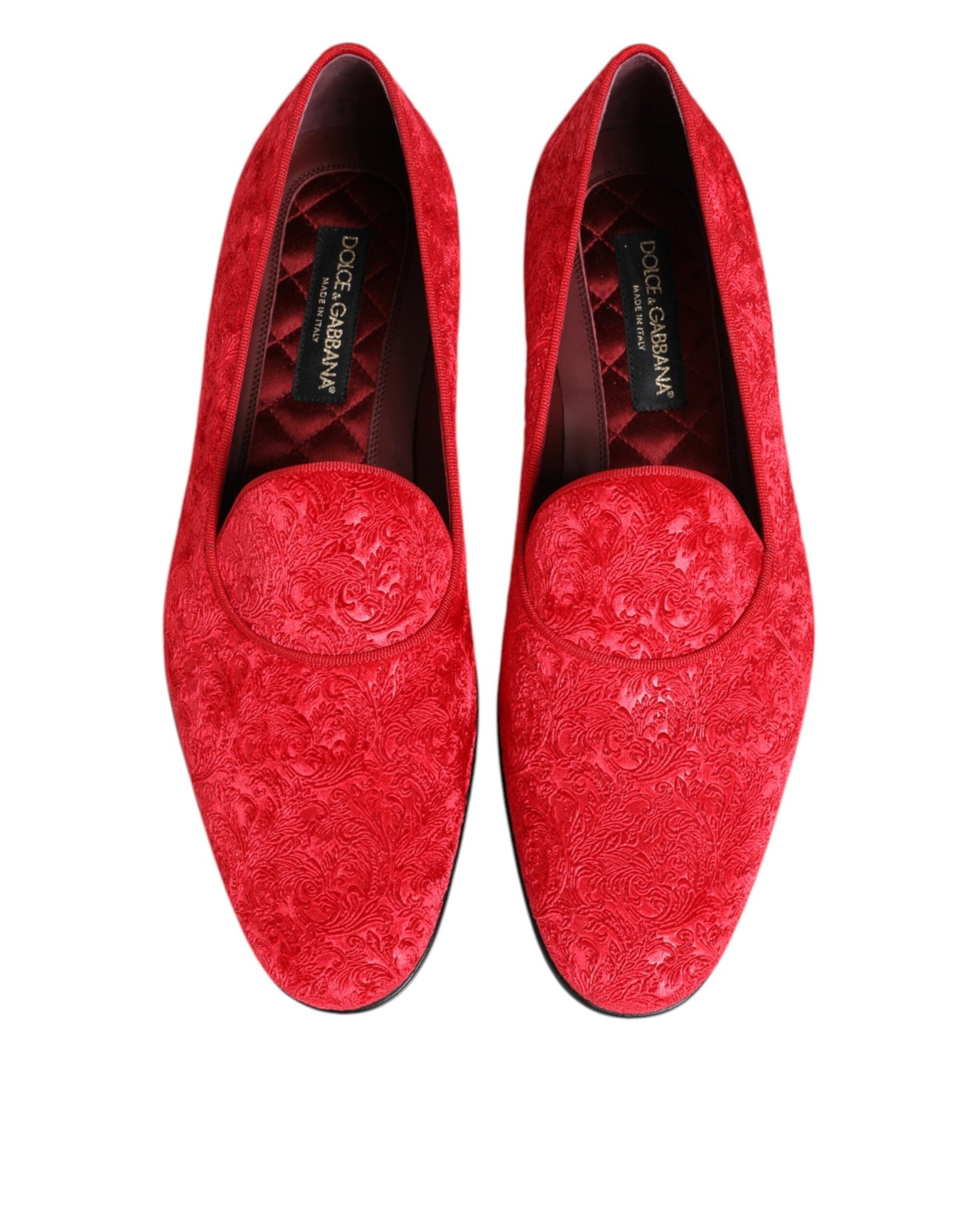 Dolce & Gabbana Red Jacquard Loafers Formal Men Dress Shoes