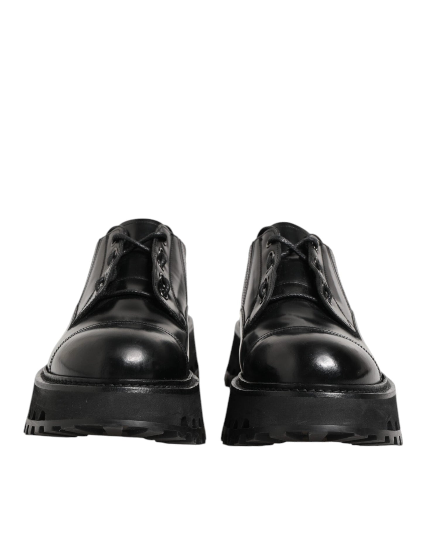 Dolce & Gabbana Black Leather Lace Up Derby Men Dress Shoes