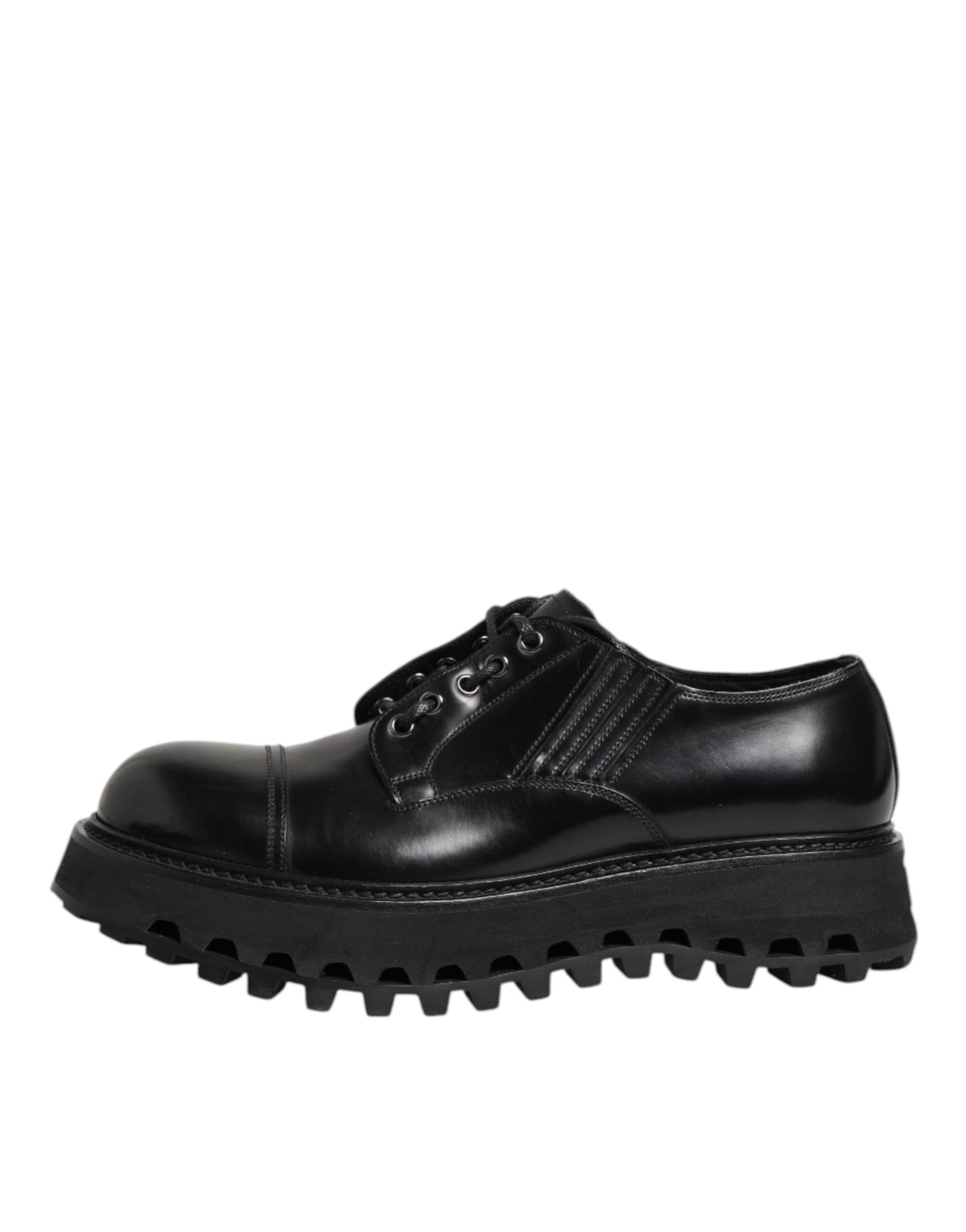 Dolce & Gabbana Black Leather Lace Up Derby Men Dress Shoes