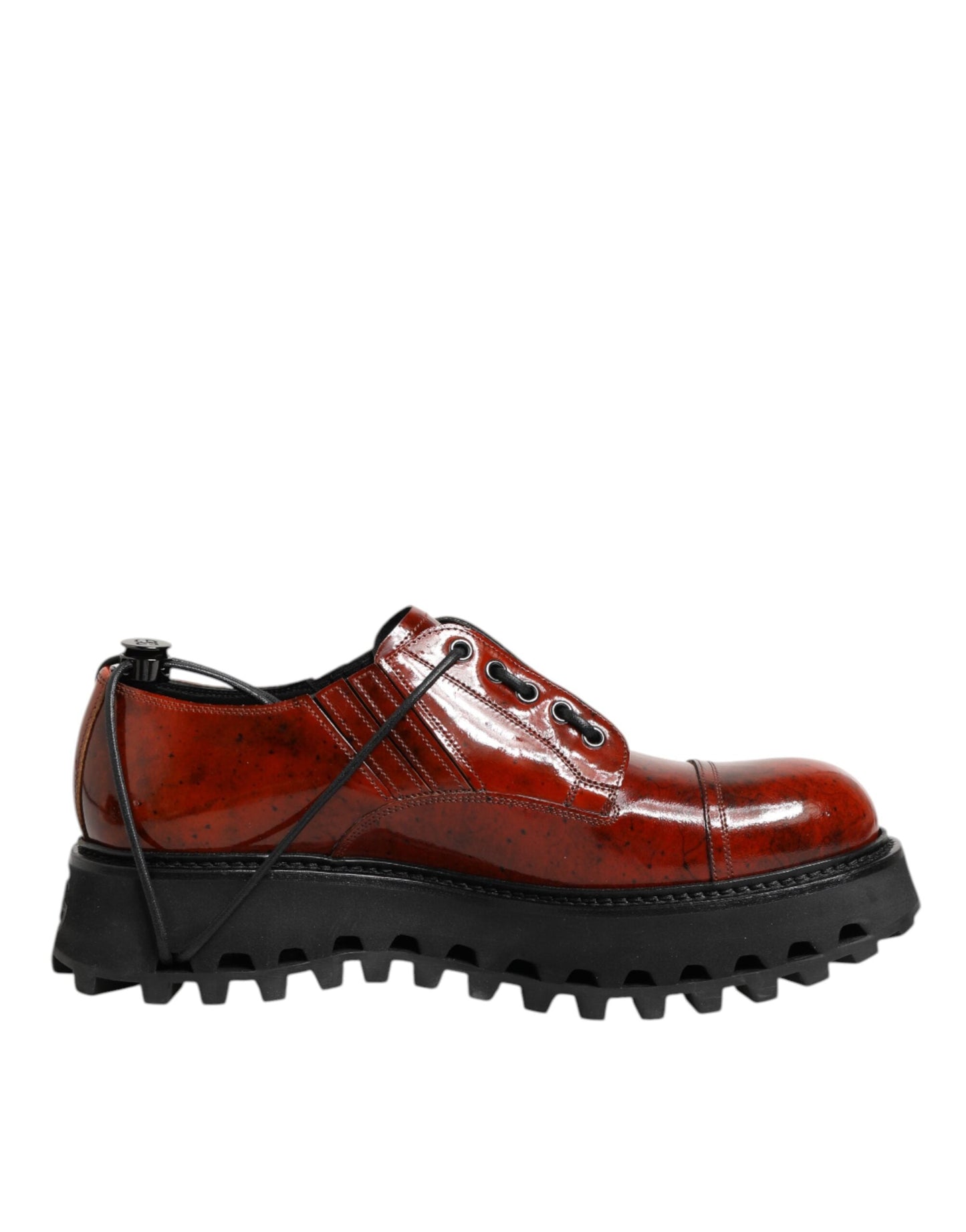 Dolce & Gabbana Brown Red Leather Lace Up Derby Dress Shoes