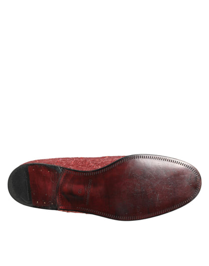 Dolce & Gabbana Pink Sequined Loafers Formal Dress Men Shoes