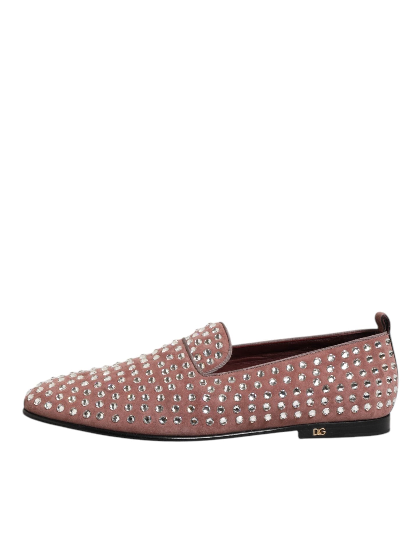 Dolce & Gabbana Pink Suede Crystals Loafers Men Dress Shoes