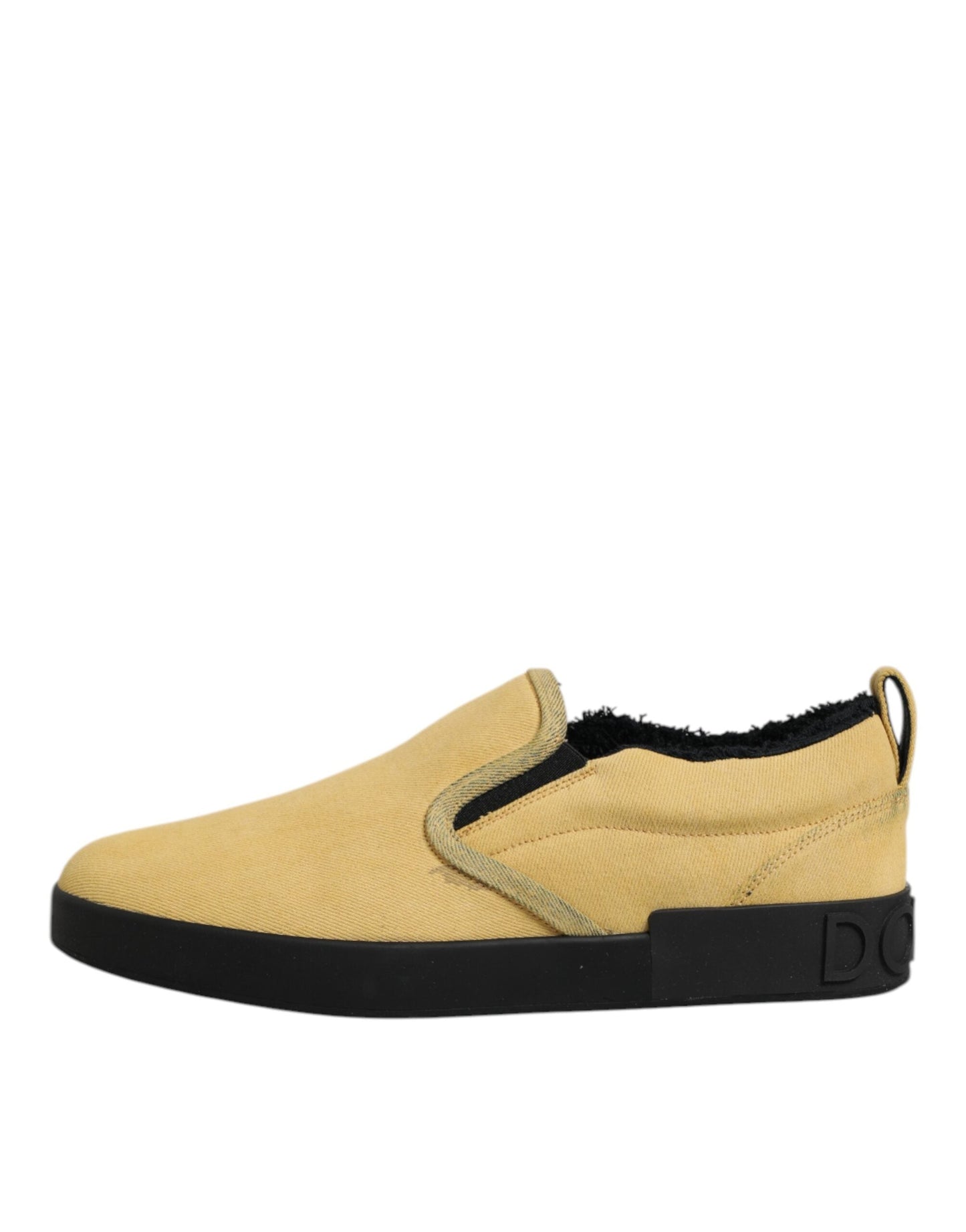 Dolce & Gabbana Yellow Cotton Low Top Slip On Sneakers Shoes