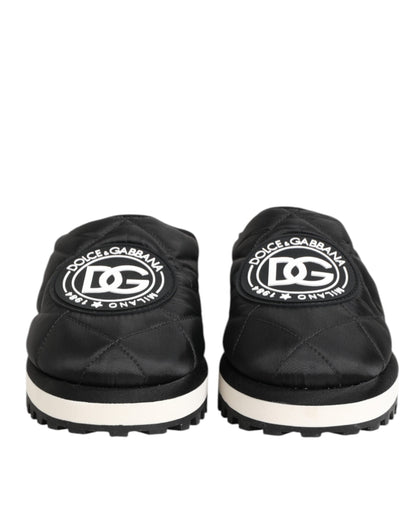 Dolce & Gabbana Black Nylon Low Top Slip On Sneaker Shoes