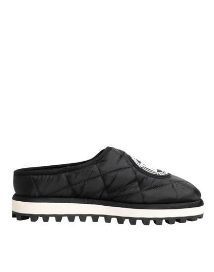 Dolce & Gabbana Black Nylon Low Top Slip On Sneaker Shoes