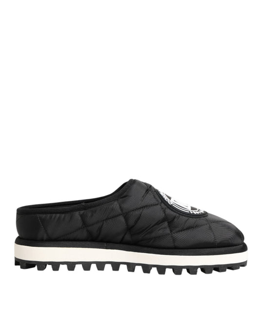 Dolce & Gabbana Black Nylon Low Top Slip On Sneaker Shoes