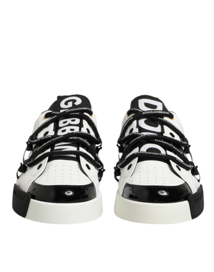 Dolce & Gabbana White Leather Logo Portofino Sneakers Shoes
