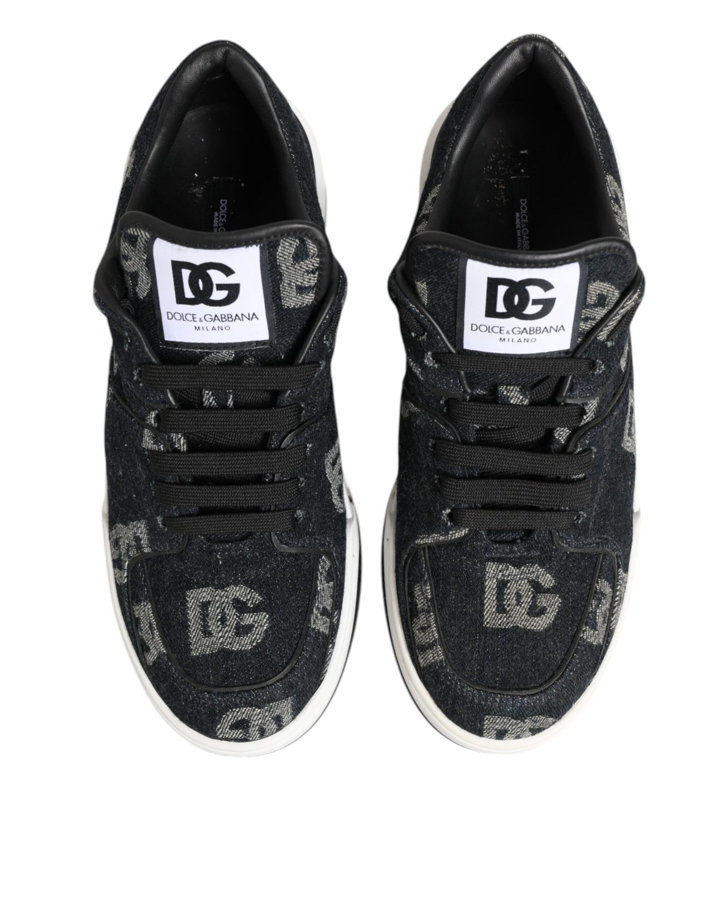 Dolce & Gabbana Blue Cotton Denim Logo Low Top Sneakers Shoes