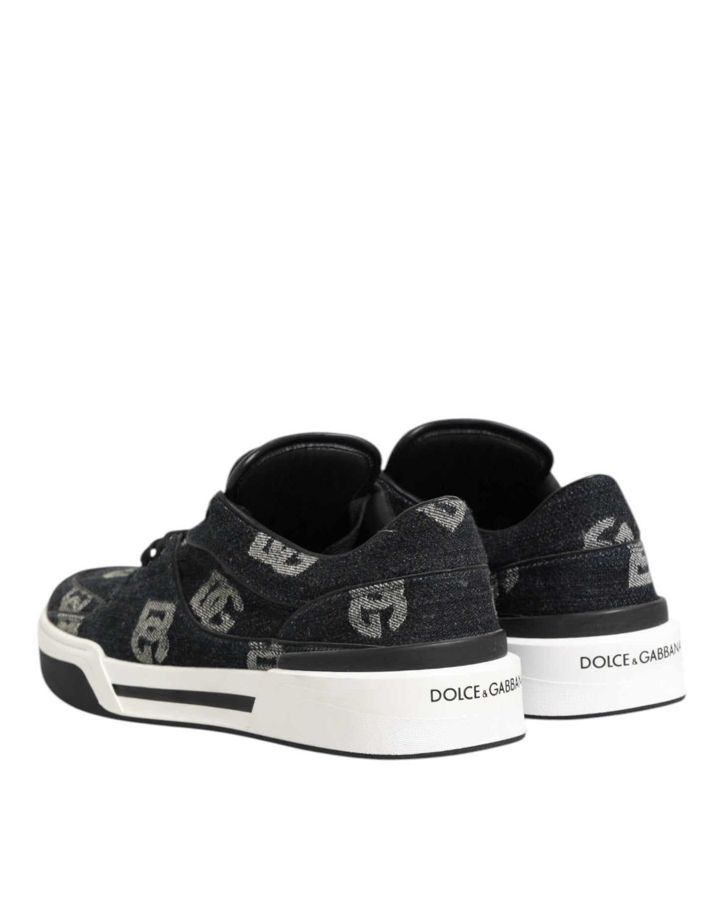 Dolce & Gabbana Blue Cotton Denim Logo Low Top Sneakers Shoes