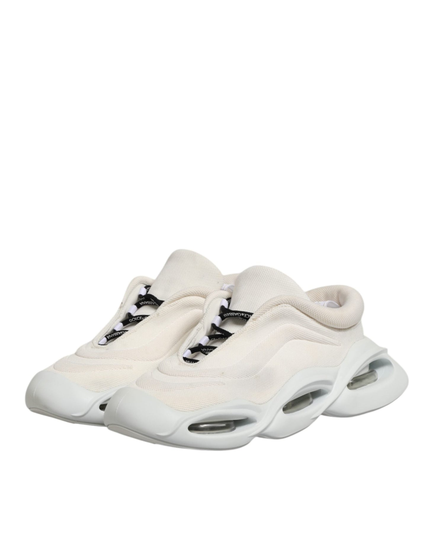 Dolce & Gabbana White Lace Up Wave Low Top Men Sneaker Shoes