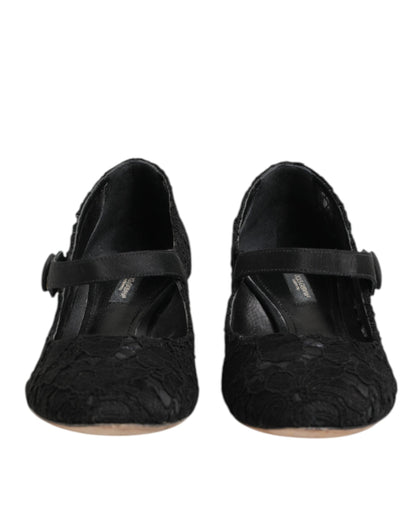 Dolce & Gabbana Black Vally Taormina Floral Lace Pumps Shoes