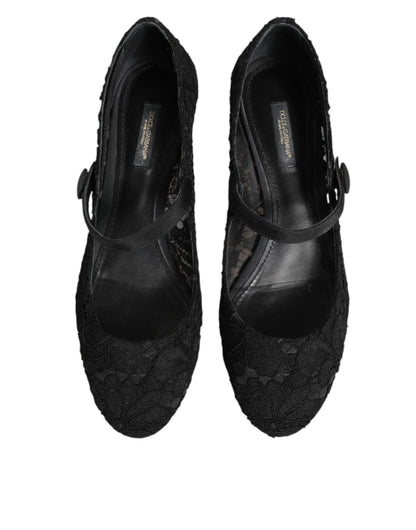 Dolce & Gabbana Black Vally Taormina Floral Lace Pumps Shoes