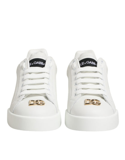 Dolce & Gabbana White DG Leather Low Top Sneakers Shoes
