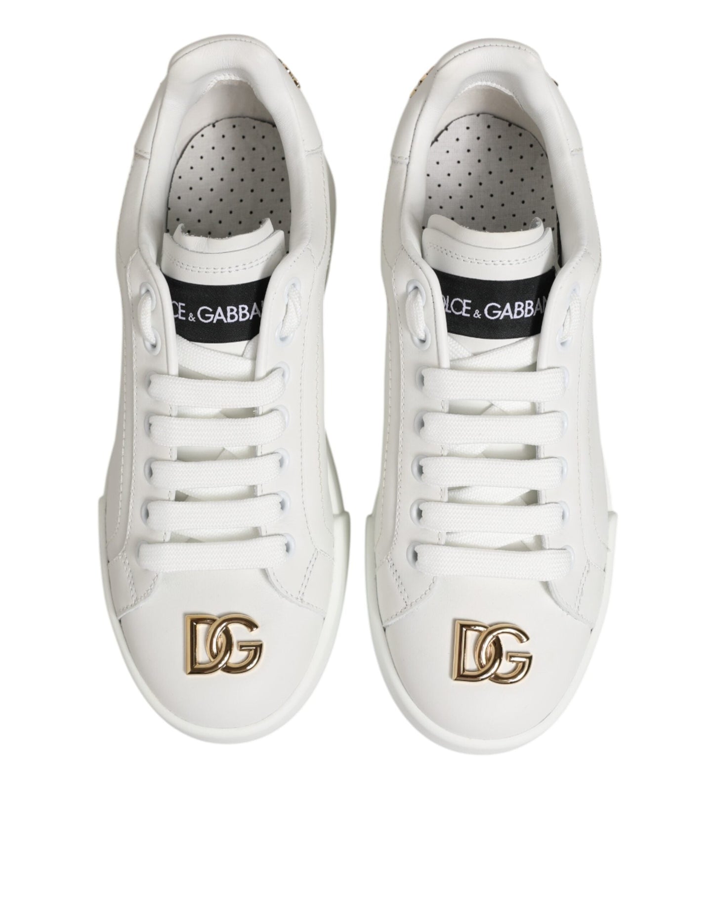 Dolce & Gabbana White DG Leather Low Top Sneakers Shoes