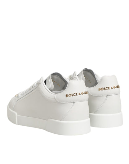 Dolce & Gabbana White DG Leather Low Top Sneakers Shoes