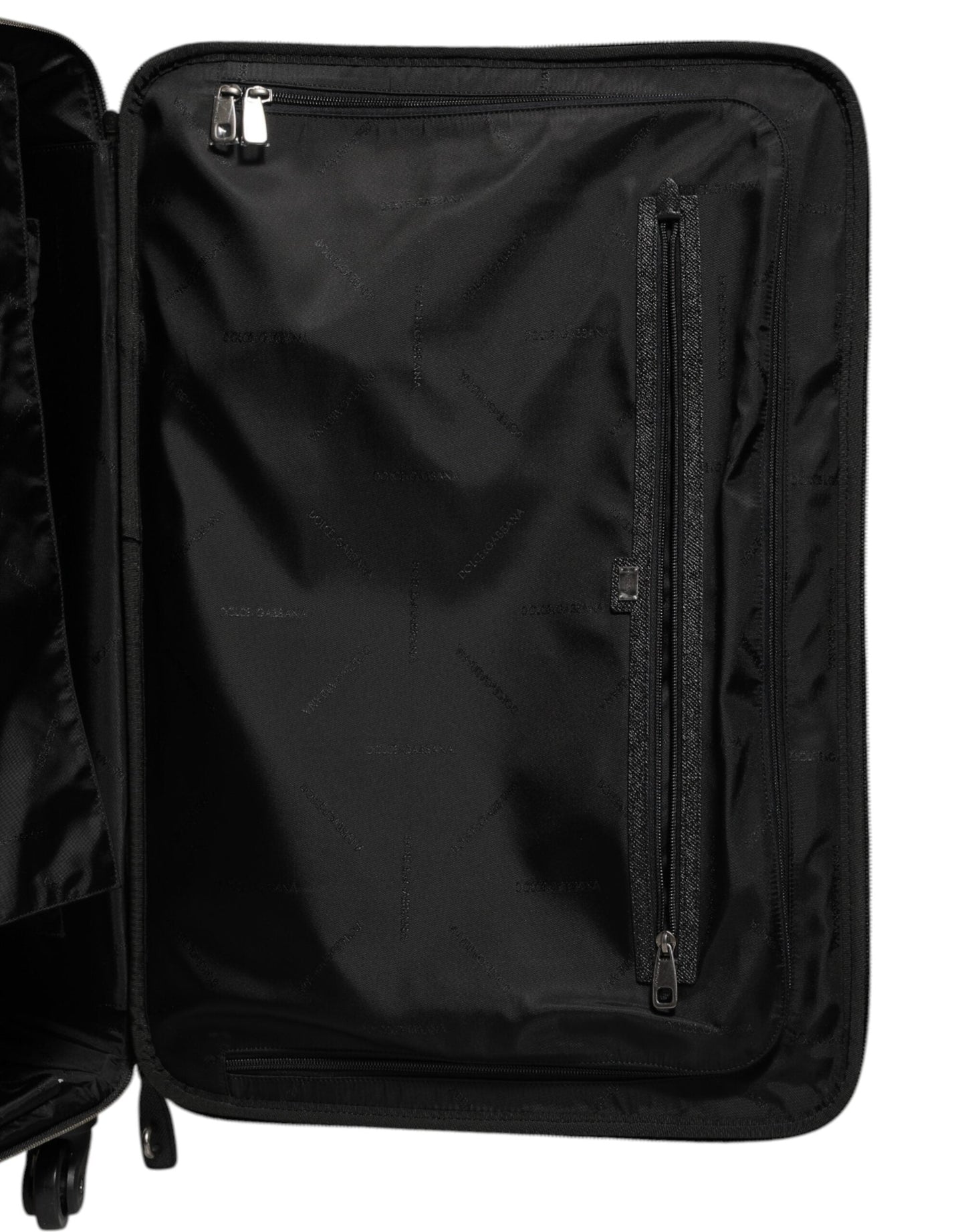 Dolce & Gabbana Gray Leather Logo Plaque Trolley Travel Wheel Men Suitcase Bag