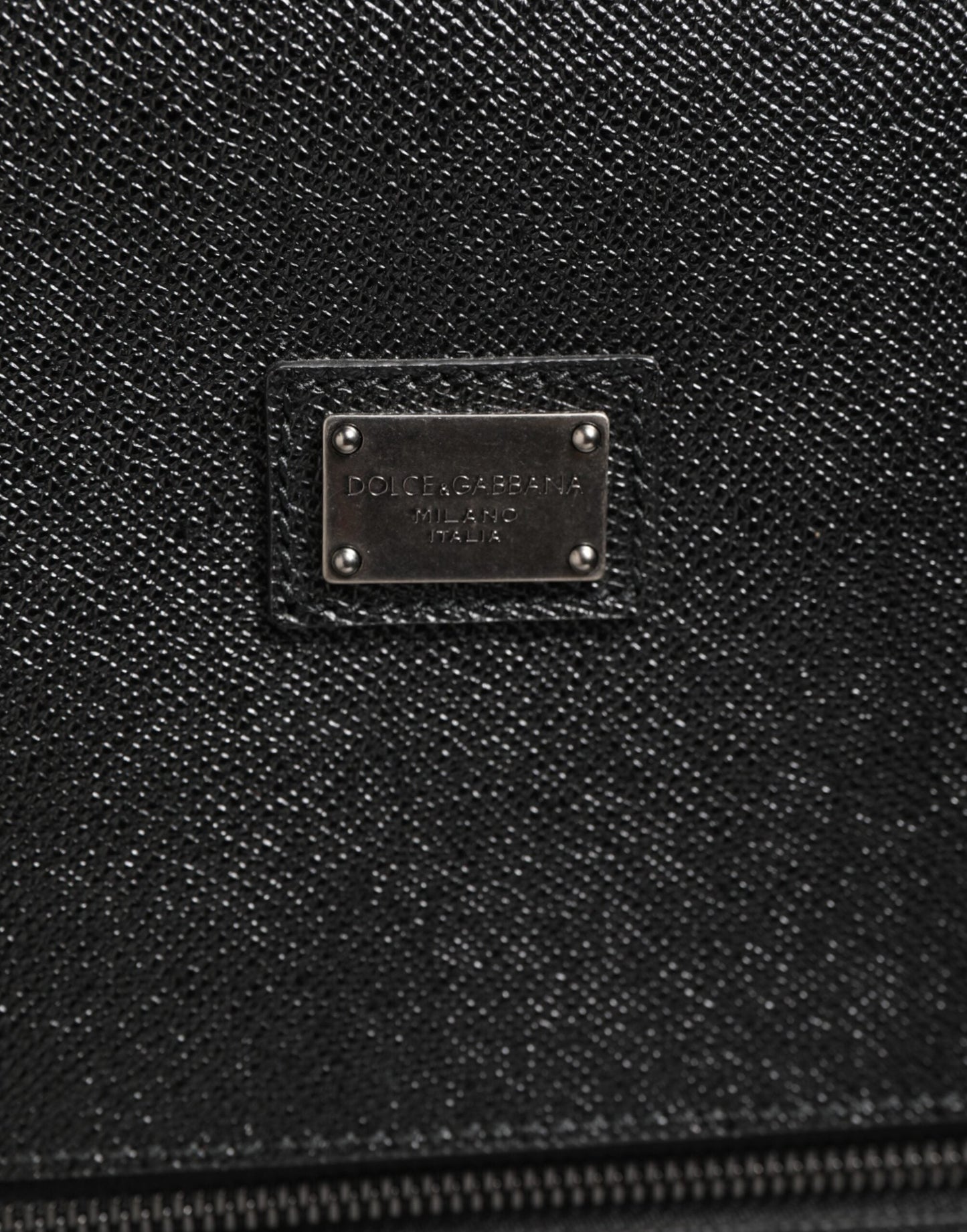 Dolce & Gabbana Gray Leather Logo Plaque Trolley Travel Wheel Men Suitcase Bag