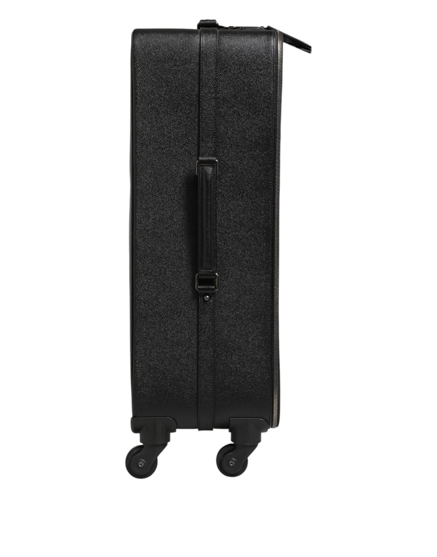 Dolce & Gabbana Gray Leather Logo Plaque Trolley Travel Wheel Men Suitcase Bag