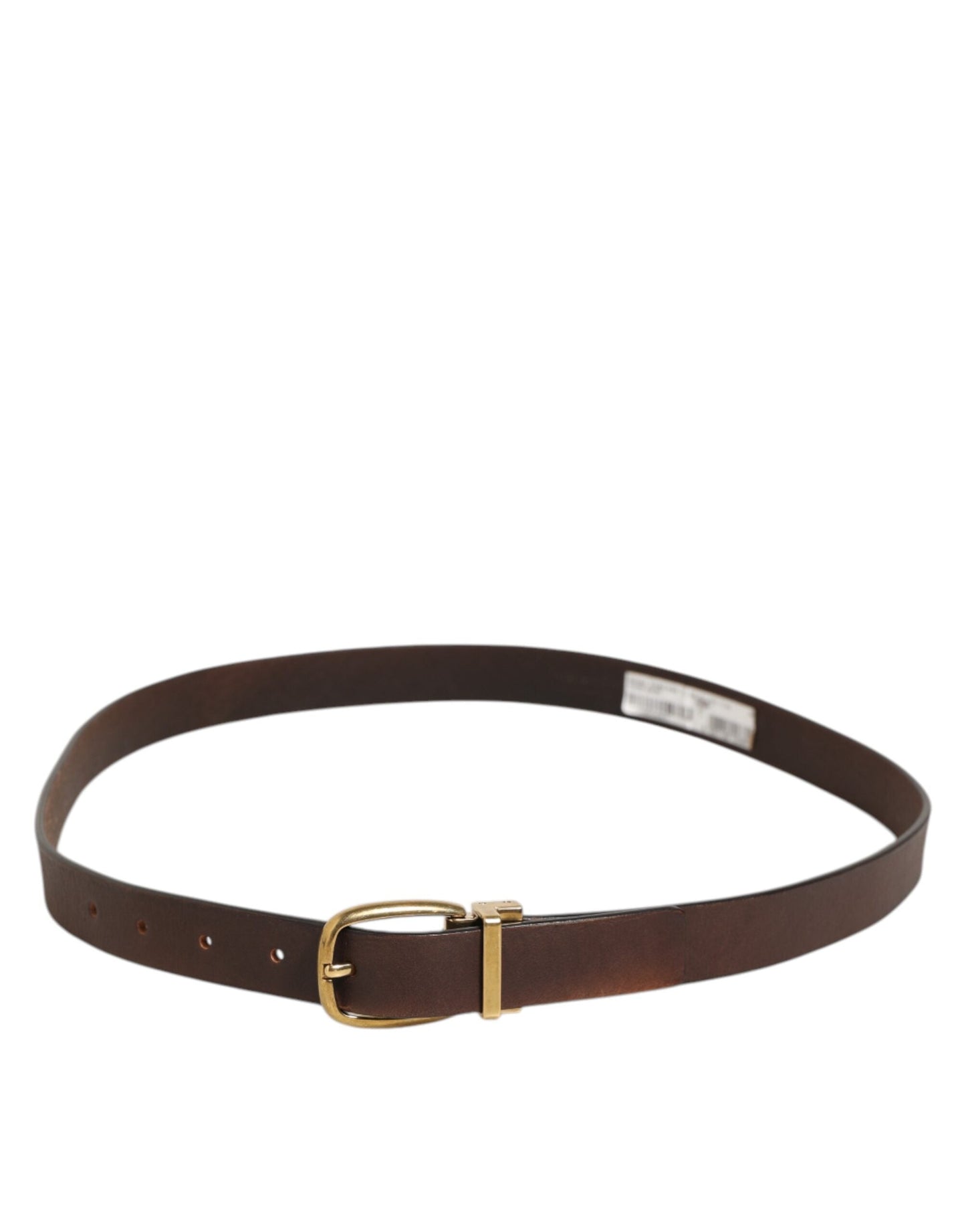 Dolce & Gabbana Brown Classic Gold Metal Logo Buckle Men Belt