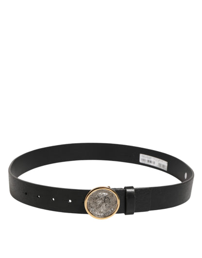 Dolce & Gabbana Black Leather Coin Buckle Classic Men Belt