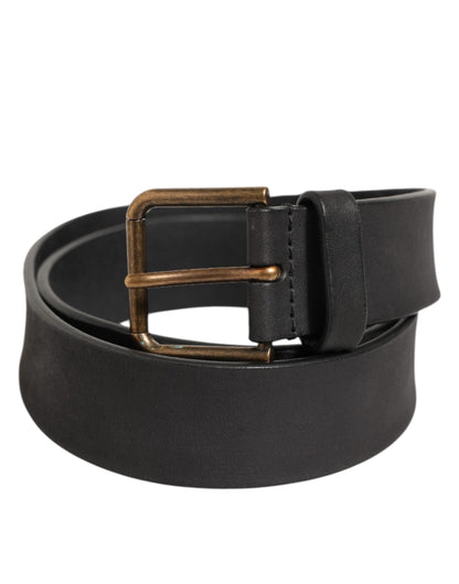 Dolce & Gabbana Black Leather Metal Buckle Classic Men Belt